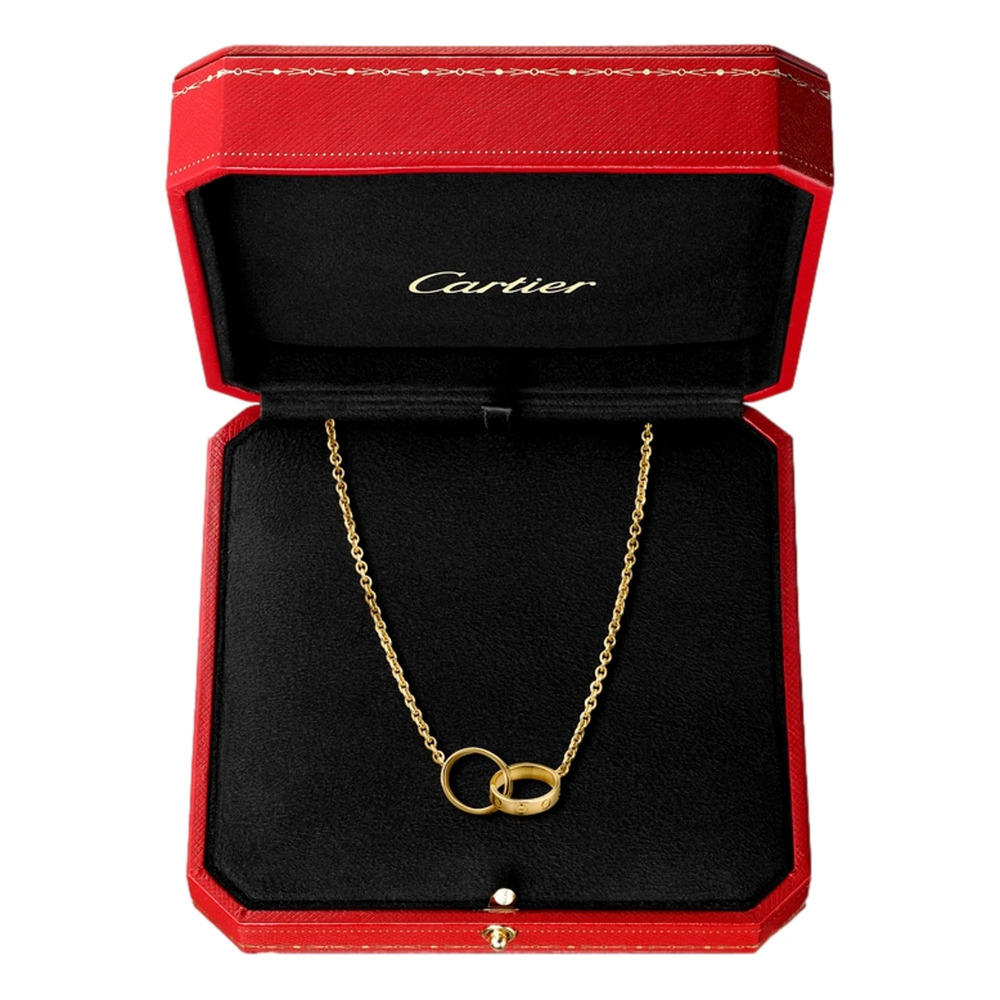 Cartier Love Pendant Interlocking Necklace 18k Yellow